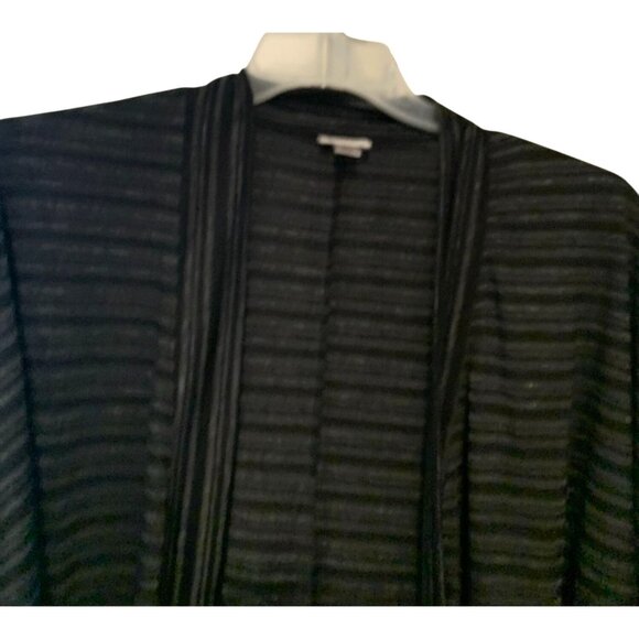 Worthington Womens Size Medium Black Open Front Cardigan Jacket Lightweight Stri - Picture 2 of 3